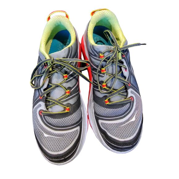 HOKA ONE FOR ONE Women's 10.5 Size Sneakers Salmon Lime Silver Walking Shoes - Picture 3 of 7